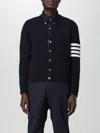 Thom Browne Cotton V-neck Cardigan With 4 Bar Stripe In Navy