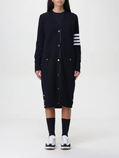 Thom Browne Long Rwb Ribbed Cardigan In Blau