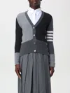 Thom Browne Gray Funmix 4-bar Classic V-neck Cardigan In Grey