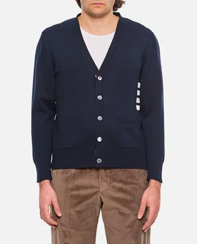 Thom Browne Cardigan V-neck In Blue