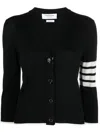 Thom Browne Gingerbread Cookie-intarsia Buttoned Cardigan In Black