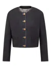 Thom Browne Rwb-detail Crewneck Cropped Jacket In Blue
