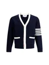 Thom Browne Cardigan With Iconic Stripes In Navy