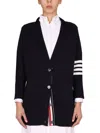 Thom Browne Classic V-neck Cardigan With Distinctive Stripe Detail In Blue