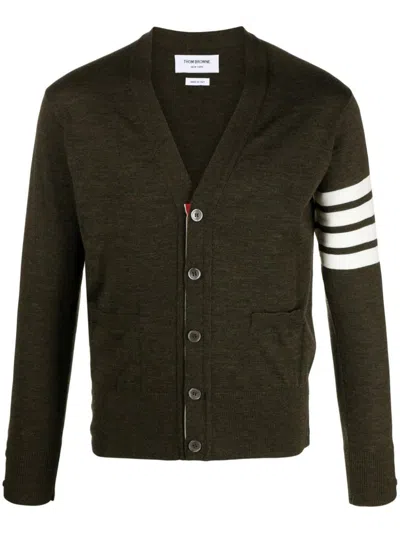 Thom Browne 4-bar Wool Cardigan In Green