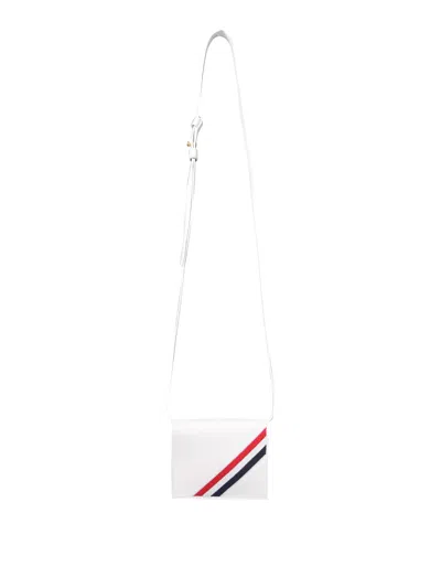 Thom Browne Card Holder With Shoulder Strap In White