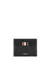 Thom Browne Black Textured Leather Card Holder In Black