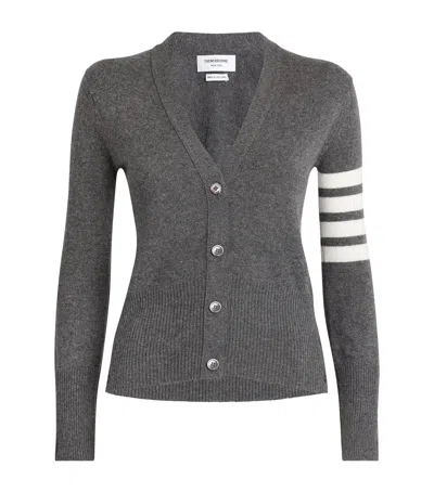 Thom Browne Cashmere 4-bar Cardigan In Grey