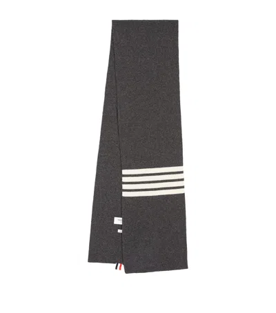 Thom Browne Cashmere 4-bar Scarf In Grey