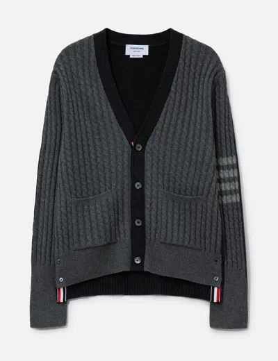Thom Browne Cashmere Baby Cable Stitch Cardigan In Grey/灰色/그레이/グレー