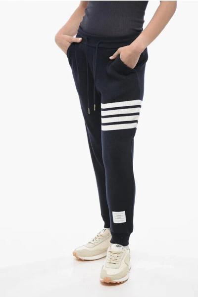THOM BROWNE CASHMERE BLEND SWEATPANTS WITH CONTRASTING BANDS