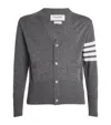 Thom Browne Cashmere Cardigan With Grosgrain Ribbon Trim In Grey