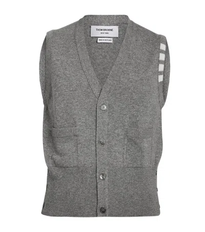 Thom Browne Cashmere Cardigan Vest In Grey