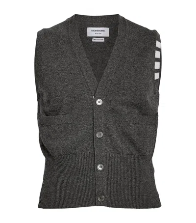 Thom Browne Cashmere Cardigan Vest In Grey