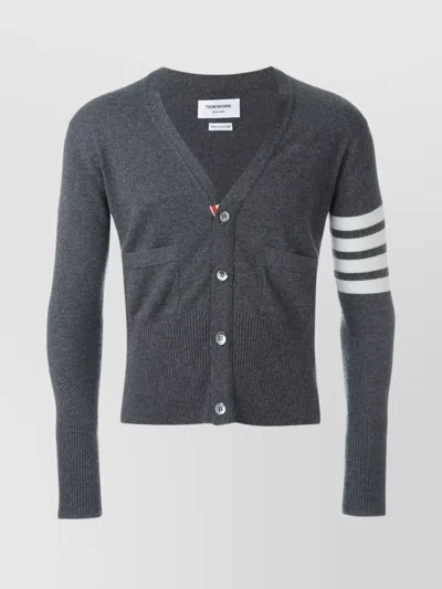 THOM BROWNE CASHMERE CARDIGAN WITH GROSGRAIN RIBBON TRIM