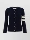 THOM BROWNE CASHMERE CARDIGAN WITH STRIPED SLEEVE DETAIL