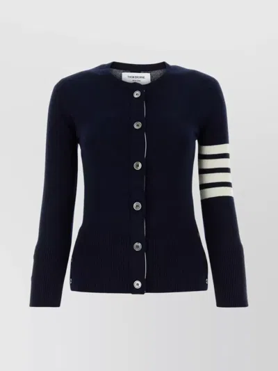 THOM BROWNE CASHMERE CARDIGAN WITH STRIPED SLEEVE DETAIL
