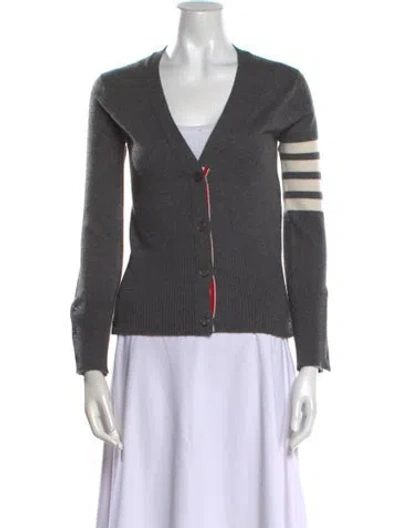 Pre-owned Thom Browne Cashmere Colorblock Pattern Sweater In Gray