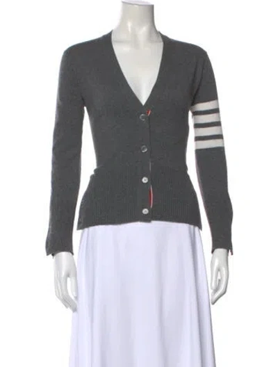 Pre-owned Thom Browne Cashmere Colorblock Pattern Sweater In Gray