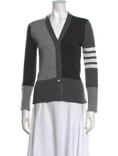 Pre-owned Thom Browne Cashmere Colorblock Pattern Sweater In Grey
