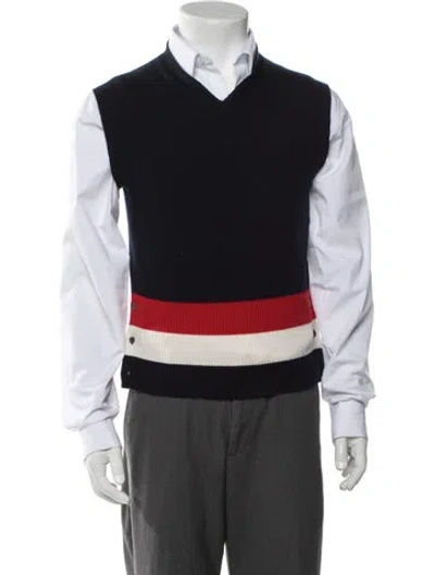 Pre-owned Thom Browne Cashmere Colorblock Pattern Sweater Vest In Blue