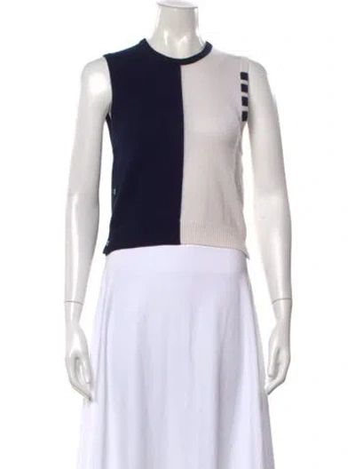 Pre-owned Thom Browne Cashmere Colorblock Pattern Sweater In White