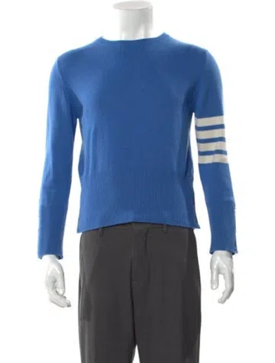 Pre-owned Thom Browne Cashmere Crew Neck Pullover In Blue