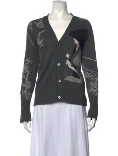 Pre-owned Thom Browne Cashmere Graphic Print Sweater In Grey