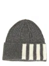 Thom Browne Grosgrain Loop Tab Cashmere Beanie In Grey
