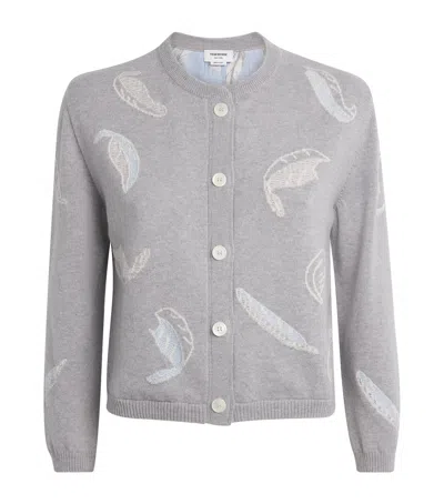 Thom Browne Cashmere Intarsia Cardigan In Gray