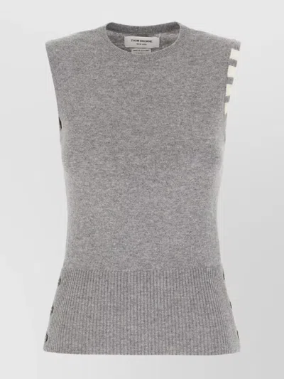 THOM BROWNE CASHMERE KNIT SLEEVELESS SWEATER