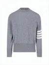 Thom Browne Cashmere Knit Sweater With Subtle Stripe Detail And Button Accents In Gray