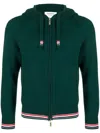 Thom Browne Cashmere Knitted Zip-up Hoodie In Green