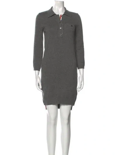 Pre-owned Thom Browne Cashmere Mini Dress In Gray