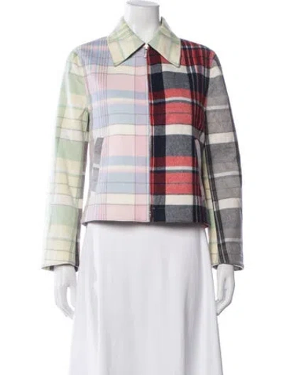 Pre-owned Thom Browne Cashmere Plaid Print Jacket In White