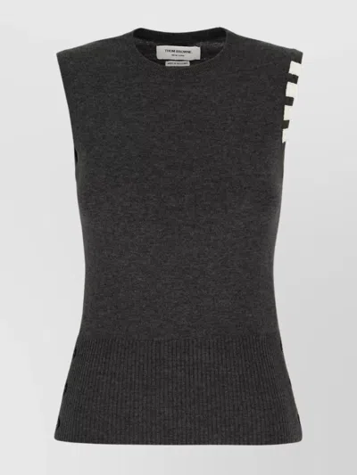 THOM BROWNE CASHMERE SLEEVELESS SWEATER STRIPE DETAIL