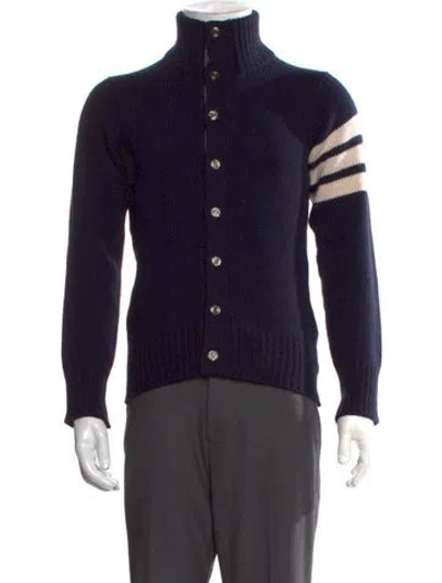 Pre-owned Thom Browne Cashmere Striped Cardigan In Blue