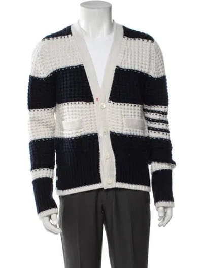 Pre-owned Thom Browne Cashmere Striped Cardigan In Blue