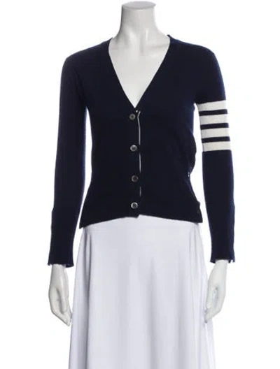 Pre-owned Thom Browne Cashmere Striped Sweater In Blue