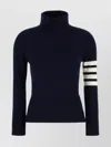 Thom Browne Cashmere Sweater With Ribbed Texture And Turtleneck In Black