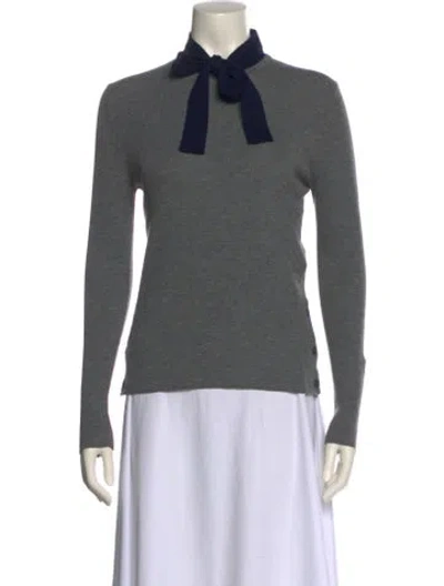 Pre-owned Thom Browne Cashmere Tie Neck Sweater In Gray