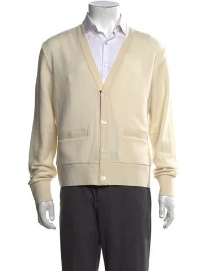 Pre-owned Thom Browne Cashmere V-neck Cardigan In Neutrals