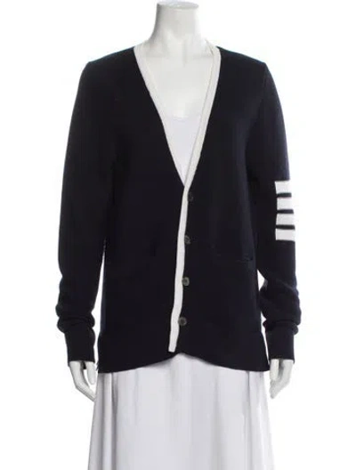 Pre-owned Thom Browne Cashmere V-neck Sweater In Blue