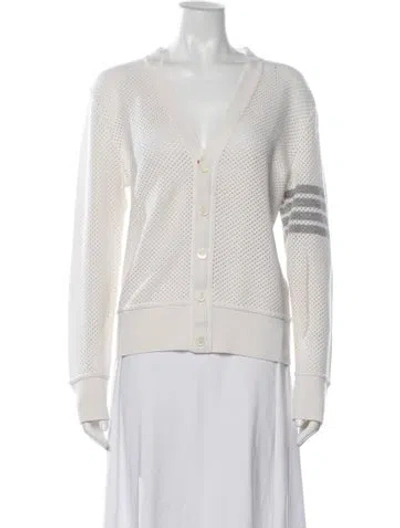 Pre-owned Thom Browne Cashmere V-neck Sweater In White
