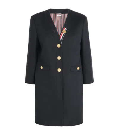 Thom Browne Cashmere Zibeline Cardigan Coat In Blue