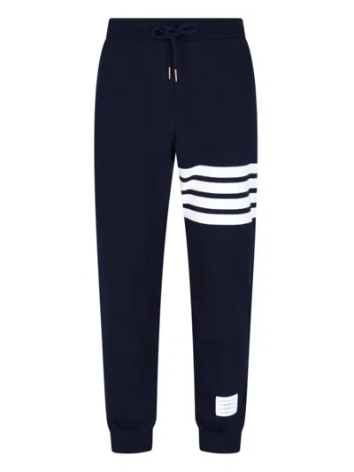 Thom Browne Casual Blue Cotton Pants With Elastic Waist