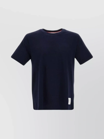 Thom Browne "casual Fit Tee" Cotton T-shirt In Navy