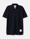 Thom Browne Center Back Rwb-stripe Polo Shirt In Blue