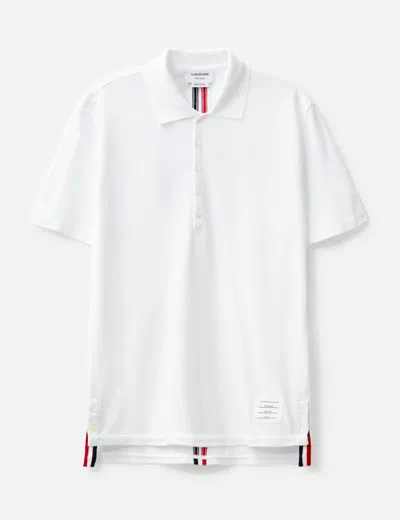 Thom Browne Center Back Rwb-stripe Polo Shirt In White