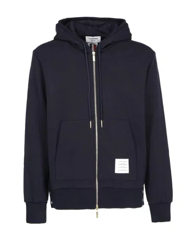 Thom Browne Center-back Stripe Loopback Hoodie In Black